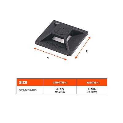 ergodyne Squids 3701 Mini Adhesive Mount Replacements, 2 lb Max Safe Working Capacity, 0.9" Long, Black,10/Pack (EGO19702)