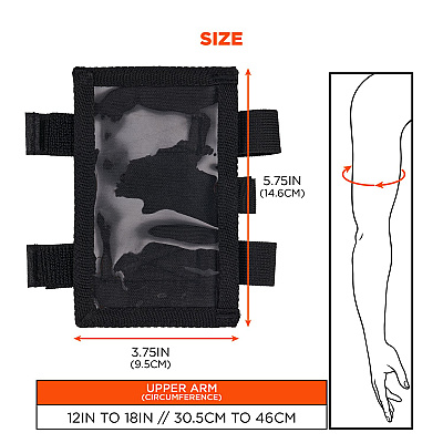 ergodyne Squids 3390 Dual Band Arm ID/Badge Holder with Hook-and-Loop Closure, Vertical, Black, 3.75 x 5.75, 2.75 x 4.75 Insert (EGO19966)