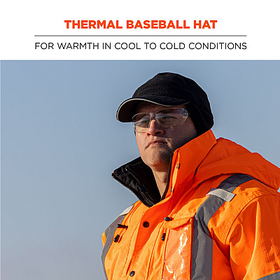 ergodyne N-Ferno 6807 Winter Baseball Cap with Ear Flaps, One Size Fits Most, Black (EGO16965)
