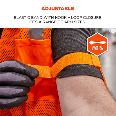 ergodyne Squids 3386 Arm Band ID/Badge Holder, Vertical, Hi-Vis Orange, 3.75 x 4.25 Holder, 2.5 x 4 Insert, 10/Pack (EGO19976)