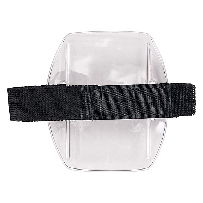 ergodyne Squids 3386 Arm Band ID/Badge Holder, Vertical, Black/Clear, 3.75 x 4.25 Holder, 2.5 x 4 Insert, 10/Pack (EGO19975)