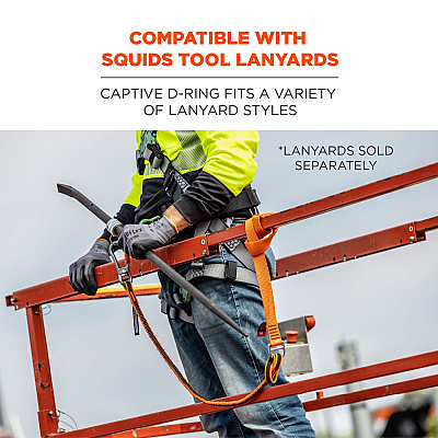 ergodyne Squids 3177 Anchor Choke Strap for Tool Tethering, 60 lb Max Safe Working Capacity, 28" Long, Orange (EGO19195)