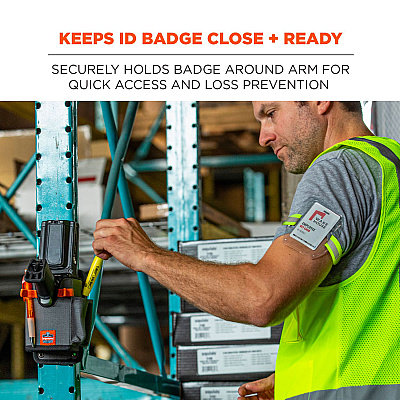 ergodyne Squids 3386 Arm Band ID/Badge Holder, Vertical, Hi-Vis Lime, 3.75 x 4.25 Holder, 2.5 x 4 Insert, 10/Pack (EGO19974)