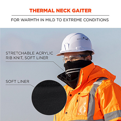 ergodyne N-Ferno 6961 Reflective Winter Neck Gaiter, One Size Fits Most, Black (EGO16959)