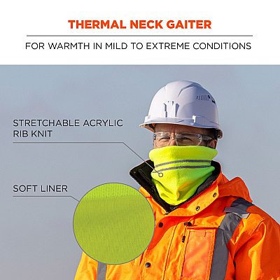 ergodyne N-Ferno 6961 Reflective Winter Neck Gaiter, One Size Fits Most, Lime (EGO16958)