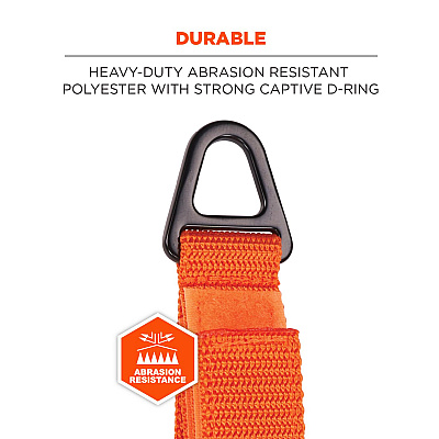 ergodyne Squids 3172 Anchor Strap Hook and Loop Closure for Tool Tethering, 5 lb Max Working Capacity, 5" Long, Orange, 2/Pack (EGO19172)