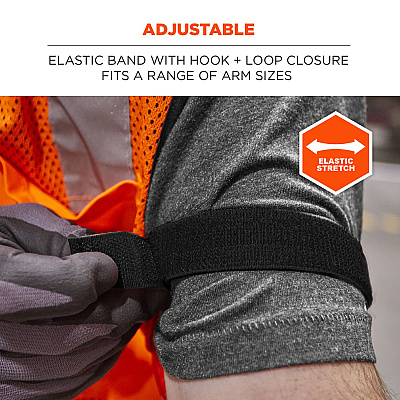 ergodyne Squids 3386 Arm Band ID/Badge Holder, Vertical, Black/Clear, 3.75 x 4.25 Holder, 2.5 x 4 Insert, 10/Pack (EGO19975)