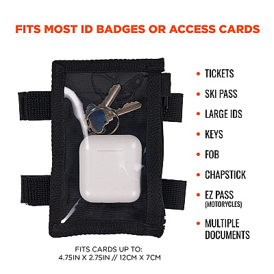 ergodyne Squids 3387 Dual Band Arm ID/Badge Holder with Zipper, Vertical, Black, 3.75 x 5.75 for 2.75 x 4.75 Insert (EGO19959)