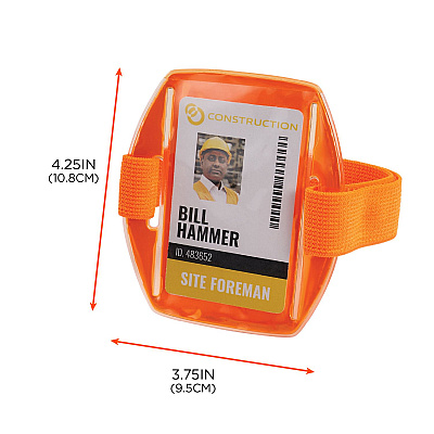 ergodyne Squids 3386 Arm Band ID/Badge Holder, Vertical, Orange 3.75 x 4.25 Holder, 2.5 x 4 Insert (EGO19958)