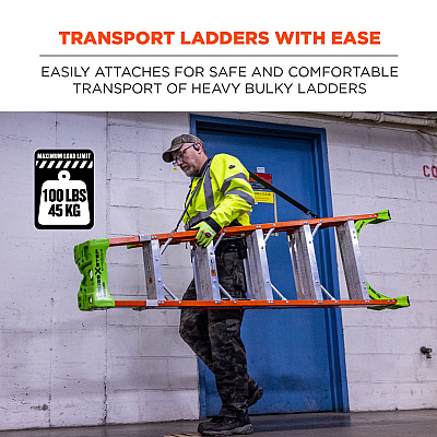 ergodyne Arsenal 5302 Ladder Shoulder Lifting Strap, Supports Up to 100 lb, 2 x 4 x 10.5, Black (EGO19198)