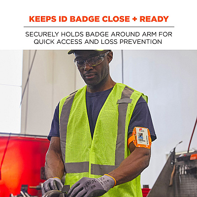 ergodyne Squids 3386 Arm Band ID/Badge Holder, Vertical, Orange 3.75 x 4.25 Holder, 2.5 x 4 Insert (EGO19958)
