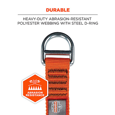 ergodyne Squids 3177 Anchor Choke Strap for Tool Tethering, 60 lb Max Safe Working Capacity, 28" Long, Orange (EGO19195)