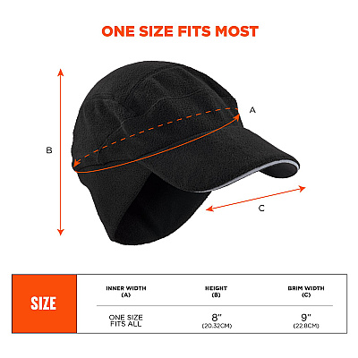 ergodyne N-Ferno 6807 Winter Baseball Cap with Ear Flaps, One Size Fits Most, Black (EGO16965)