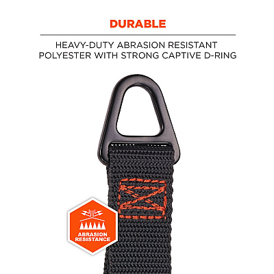 ergodyne Squids 3171 Anchor Strap Belt Loop Attachment for Tool Tethering, 5 lb Max Working Capacity, 5" Long, Black, 2/Pack (EGO19171)