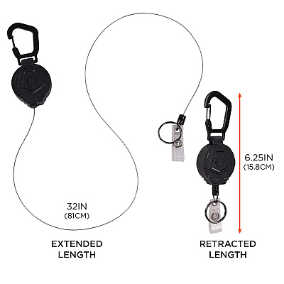 ergodyne Squids 3391 ID/Badge Reel, Extends 32", Black (EGO19968)