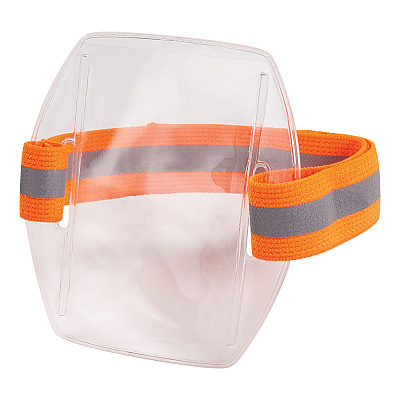 ergodyne Squids 3386 Arm Band ID/Badge Holder, Vertical, Hi-Vis Orange, 3.75 x 4.25 Holder, 2.5 x 4 Insert, 10/Pack (EGO19976)