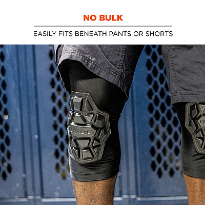 ergodyne ProFlex 550 Padded Knee Sleeves with 3-Layer Foam Cap, Slip-On, Medium/Large, Black, Pair (EGO18551)