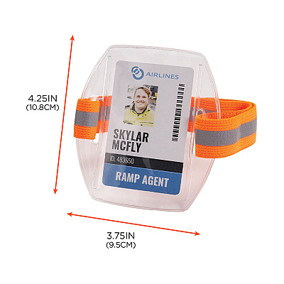 ergodyne Squids 3386 Arm Band ID/Badge Holder, Vertical, Hi-Vis Orange, 3.75 x 4.25 Holder, 2.5 x 4 Insert, 10/Pack (EGO19976)
