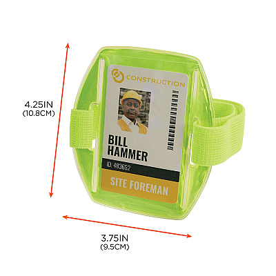 ergodyne Squids 3386 Arm Band ID/Badge Holder, Vertical, Lime, 3.75 x 4.25 Holder, 2.5 x 4 Insert, 10/Pack (EGO19970)