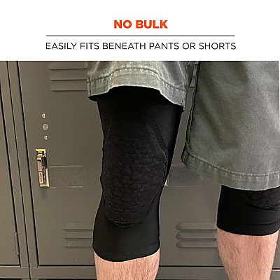 ergodyne Proflex 525 Lightweight Padded Knee Sleeves, Slip-On, X-Large+, Black, Pair (EGO18528)