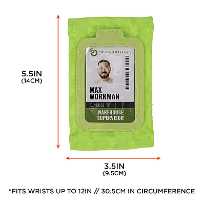 ergodyne Squids 3388 Wrist ID/Badge Holder, Vertical, Lime, 3.5 x 5.5 Holder, 2.75 x 3.75 Insert (EGO19962)