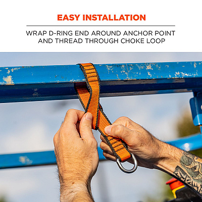 ergodyne Squids 3174 Anchor Choke Strap for Tool Tethering, 25 lb Max Safe Working Capacity, 15" Long, Orange (EGO19174)