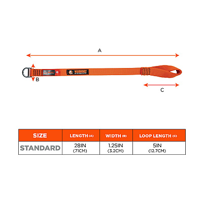 ergodyne Squids 3177 Anchor Choke Strap for Tool Tethering, 60 lb Max Safe Working Capacity, 28" Long, Orange (EGO19195)