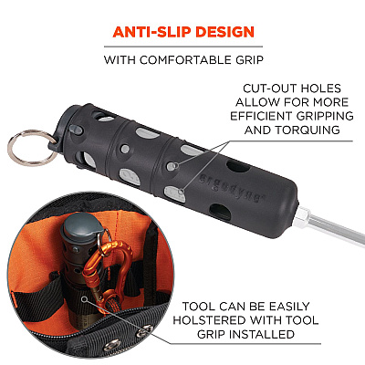 ergodyne Squids 3745 Tool Grip and Tether Attachment Point, 1 lb Max Working Capacity, 5.5" Long, Black, 2/Pack (EGO19747)