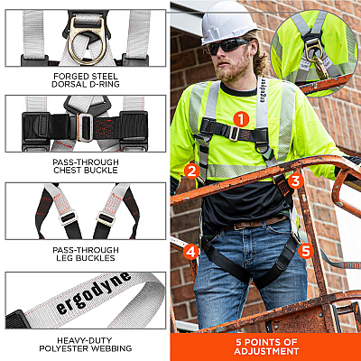 ergodyne 3201 Harness Plus 4 ft Travel Restraint Lanyard 3197/3198 (EGO19671)
