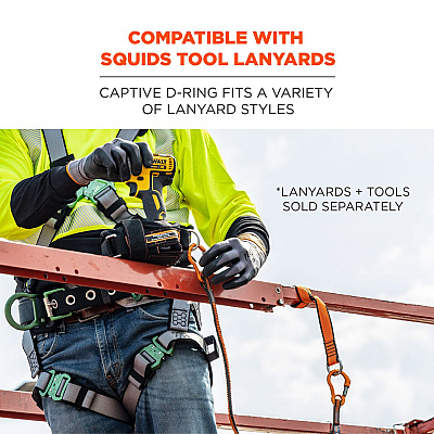 ergodyne Squids 3174 Anchor Choke Strap for Tool Tethering, 25 lb Max Safe Working Capacity, 15" Long, Orange (EGO19174)