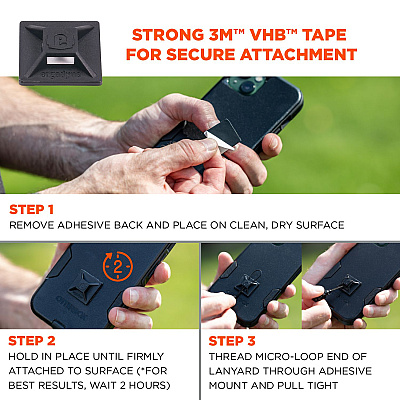 ergodyne Squids 3701 Mini Adhesive Mount Replacements, 2 lb Max Safe Working Capacity, 0.9" Long, Black,10/Pack (EGO19702)