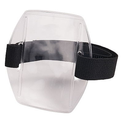 ergodyne Squids 3386 Arm Band ID/Badge Holder, Vertical, Black/Clear, 3.75 x 4.25 Holder, 2.5 x 4 Insert, 10/Pack (EGO19975)