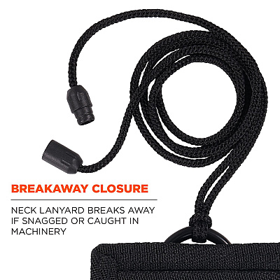 ergodyne Squids 3389 Wallet ID/Badge Holder,Horizontal/Vertical, Black, 3.75 x 5 for 2.75 x 3.5 Insert, 18" Cord (EGO19964)