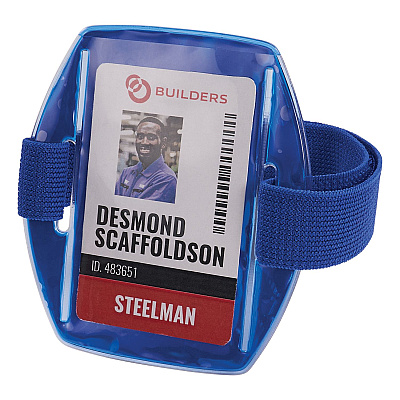 ergodyne Squids 3386 Arm Band ID/Badge Holder, Vertical, Blue, 3.75 x 4.25 Holder, 2.5 x 4 Insert, 10/Pack (EGO19971)