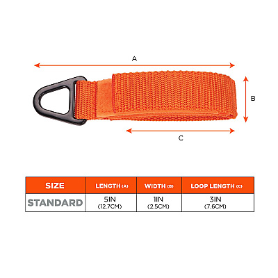 ergodyne Squids 3172 Anchor Strap Hook and Loop Closure for Tool Tethering, 5 lb Max Working Capacity, 5" Long, Orange, 2/Pack (EGO19172)