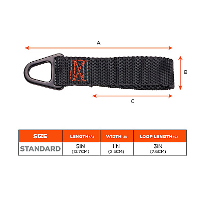 ergodyne Squids 3171 Anchor Strap Belt Loop Attachment for Tool Tethering, 5 lb Max Working Capacity, 5" Long, Black, 2/Pack (EGO19171)