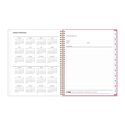 Blue Sky Roosevelt Pink Academic Weekly/Monthly Planner, Floral Artwork, 11" x 8.5", Pink/Gray Cover, 12-Month (July-June): 2025-2026 (128691)