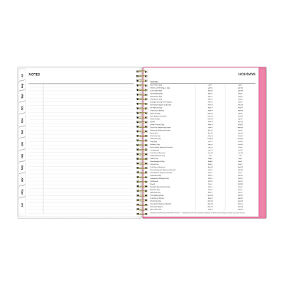 Blue Sky Roosevelt Pink Academic Weekly/Monthly Planner, Floral Artwork, 11" x 8.5", Pink/Gray Cover, 12-Month (July-June): 2025-2026 (128691)