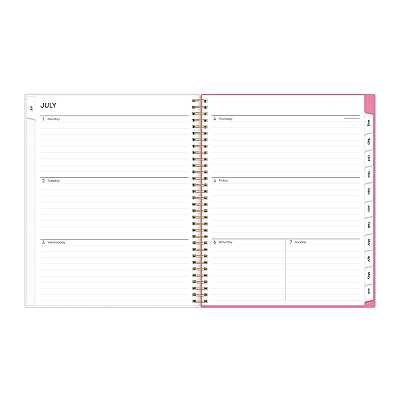 Blue Sky Roosevelt Pink Academic Weekly/Monthly Planner, Floral Artwork, 11" x 8.5", Pink/Gray Cover, 12-Month (July-June): 2025-2026 (128691)