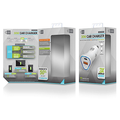 ByTech PD Car Charger, 30 W, Two 3 A Ports, White (BTHCLPDV3101WT)
