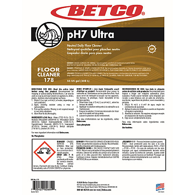 Betco pH7 Ultra Floor Cleaner, Lemon Scent, 55 gal Drum (BET1785500)