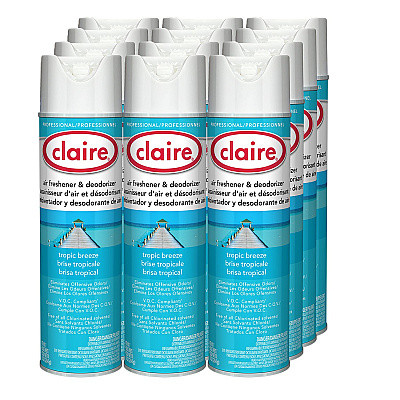 Claire Aerosol Air Freshener and Deodorizer, Tropic Breeze, 10 oz Aerosol Spray, 12 Cans (CGC165)