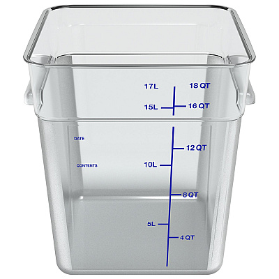 Carlisle Squares Polycarbonate Food Storage Container, 18 qt, 11 13 x 11.13 x 12.58, Clear, Plastic (CFS1195507)