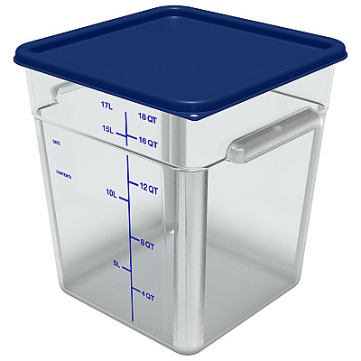 Carlisle Squares Polycarbonate Food Storage Container, 18 qt, 11 13 x 11.13 x 12.58, Clear, Plastic (CFS1195507)