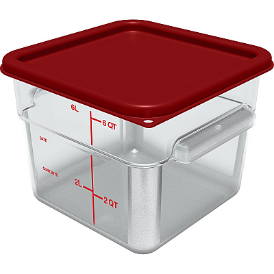 Carlisle Squares Polycarbonate Food Storage Container, 6 qt, 8.75 x 8.75 x 7.31, Clear, Plastic (CFS1195207)