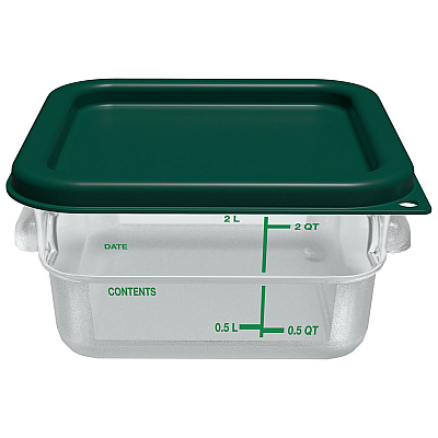 Carlisle Squares Polycarbonate Food Storage Container, 2 qt,  7.13 x 7.13 x  3.8, Clear, Plastic (CFS1195007)