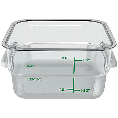 Carlisle Squares Polycarbonate Food Storage Container, 2 qt,  7.13 x 7.13 x  3.8, Clear, Plastic (CFS1195007)