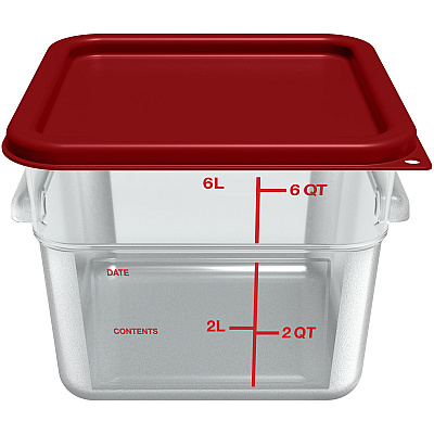 Carlisle Squares Polycarbonate Food Storage Container, 6 qt, 8.75 x 8.75 x 7.31, Clear, Plastic (CFS1195207)