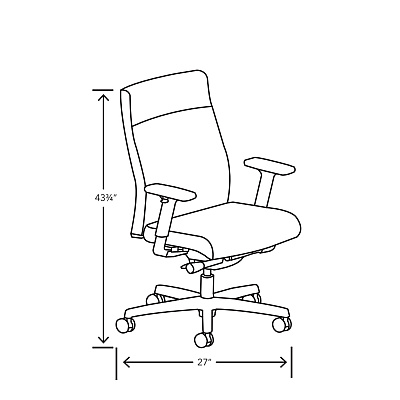 HON Ignition 2.0 Upholstered Mid-Back Task Chair, Up to 300 lbs, 17 to 21.5 Seat Height, Elysian Seat and Back, Black Base (HONI2U2ASX04NTK)