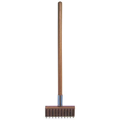Carlisle Sparta Broiler Master Grill Brush and Scraper with Handle, Metal Bristles, 30", Natural Wood Handle (CFS36372500)